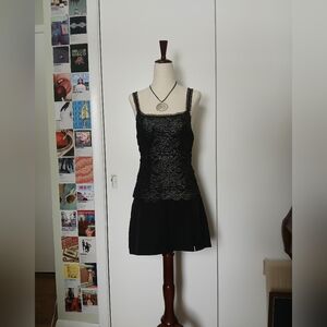 Vintage Corset-like Silver And Black Top